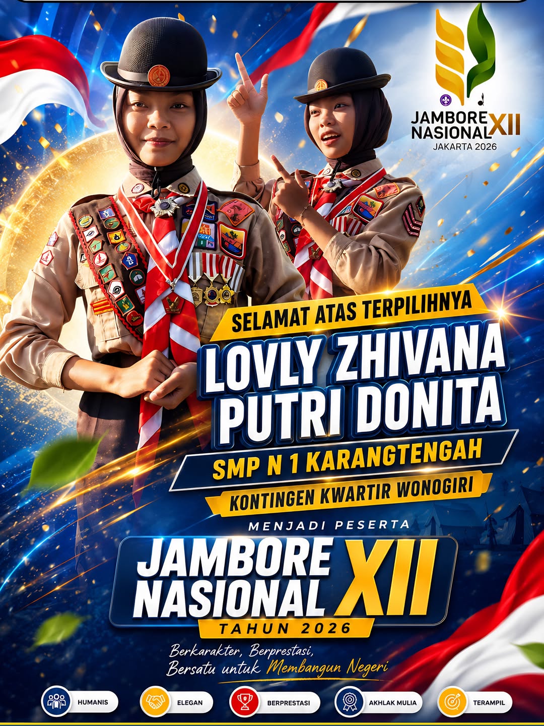 Peserta Didik SMP Negeri 1 Karangtengah Terpilih Menjadi Peserta Jambore Nasional XII Tahun 2026 🎉 selamat & sukses 🎉keluarga besar smp negeri 1 karangtengah mengucapkan selamat atas terpilih