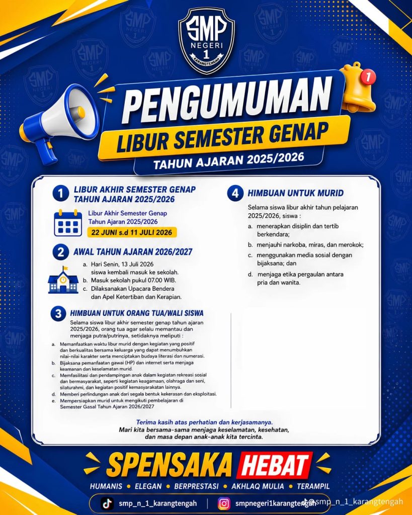 PENGUMUMAN LIBUR SEMESTER